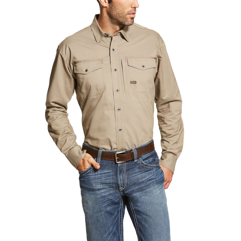 Ariat Hemden Herren - Rebar Workman Work Khaki ( NPORG-6357 )
